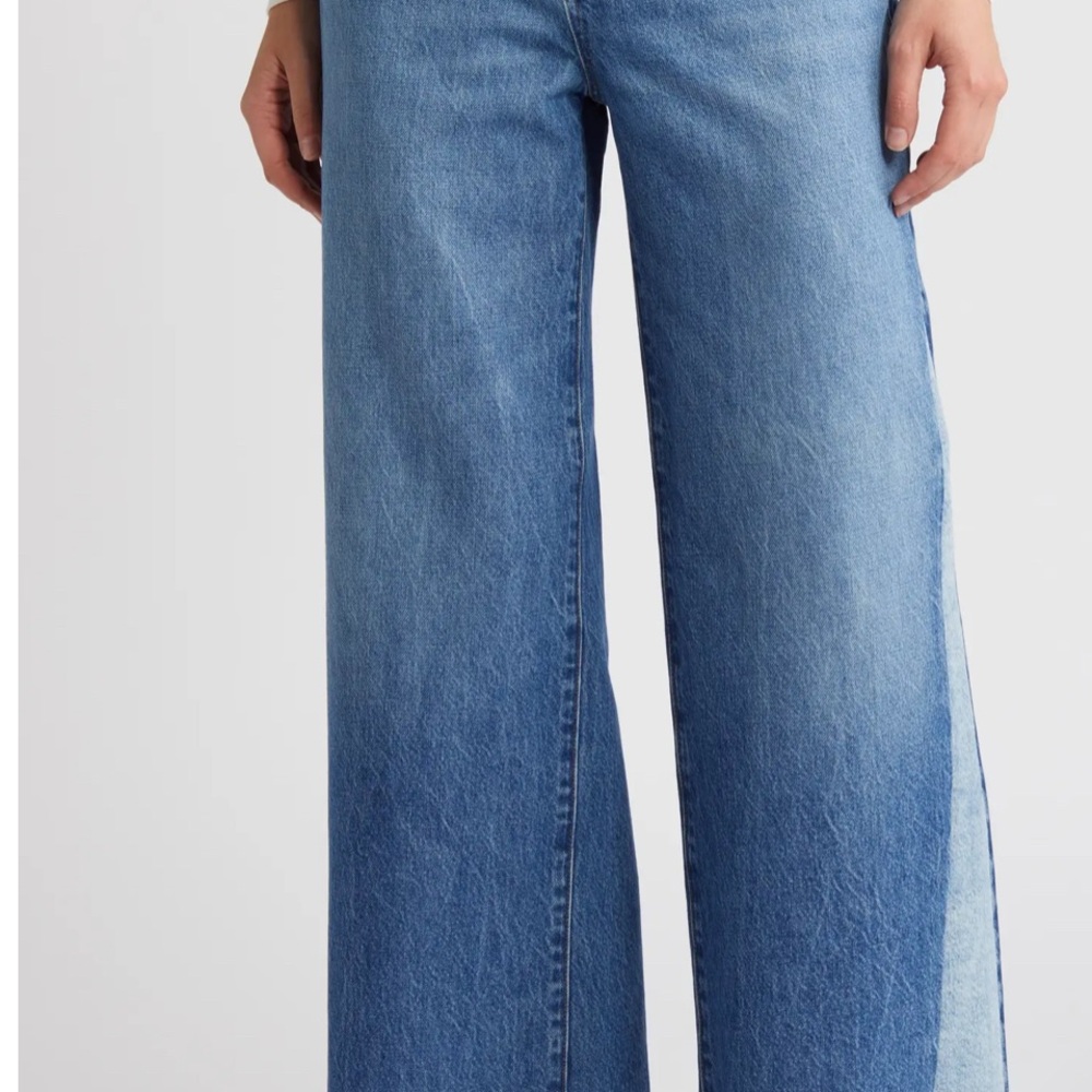 Frame Denim Blue Le Jane Cropped Flare Wide Leg Jeans